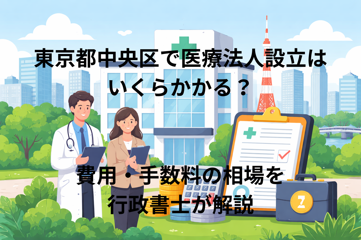 東京都中央区で医療法人設立はいくらかかる？費用・手数料の相場行政書士が解説